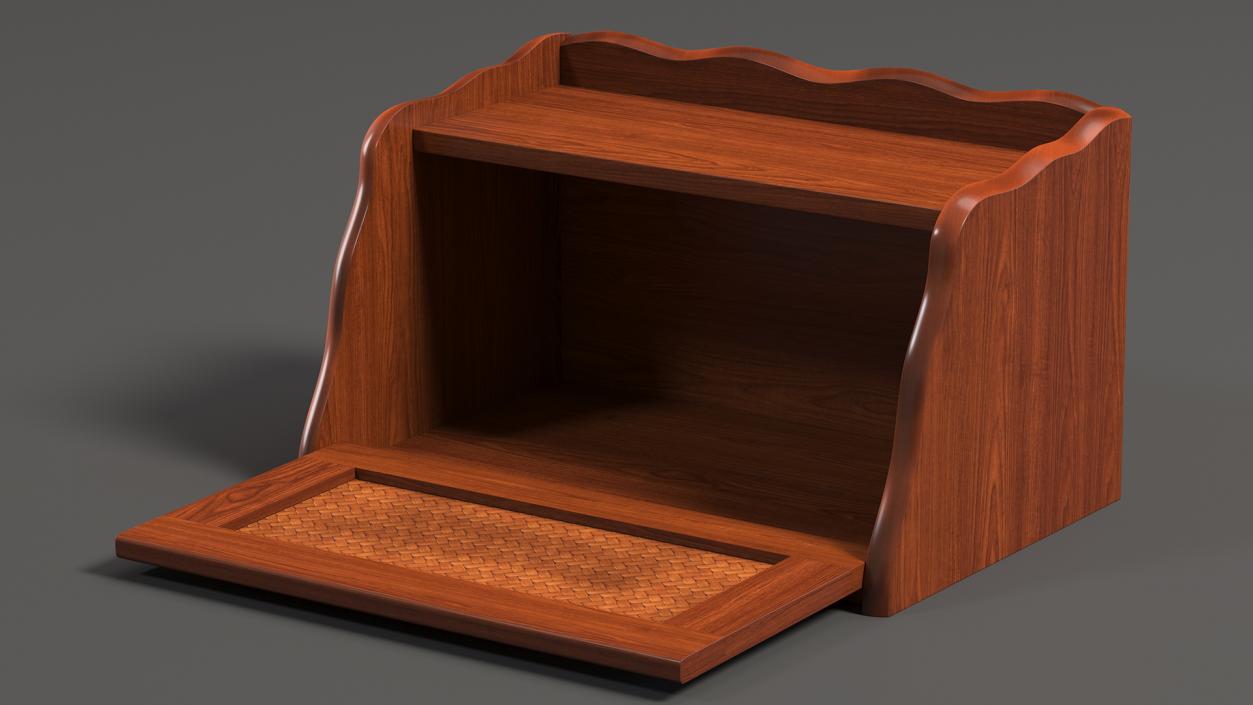 3D Wooden Bread Box with Bread Collection model