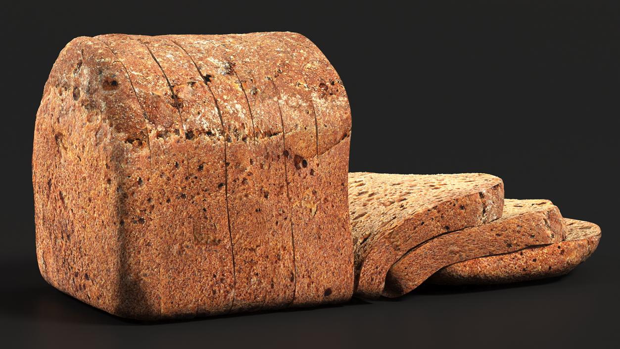 3D Wooden Bread Box with Bread Collection model