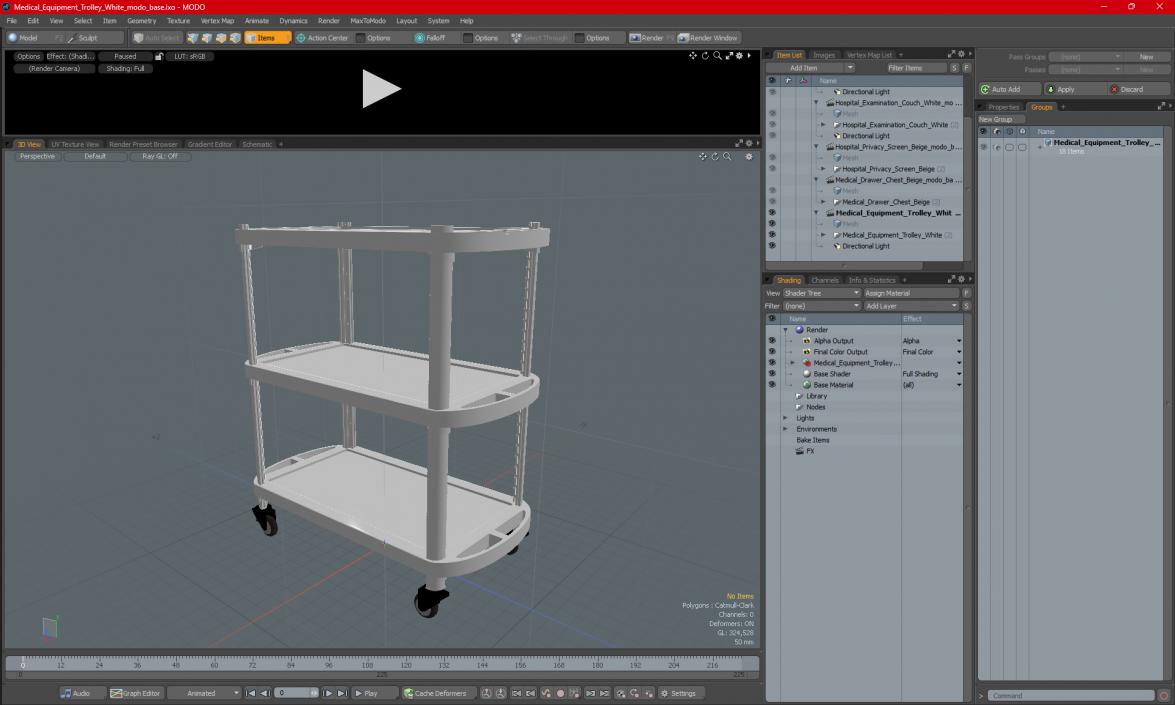 3D Medical Equipment Trolley White