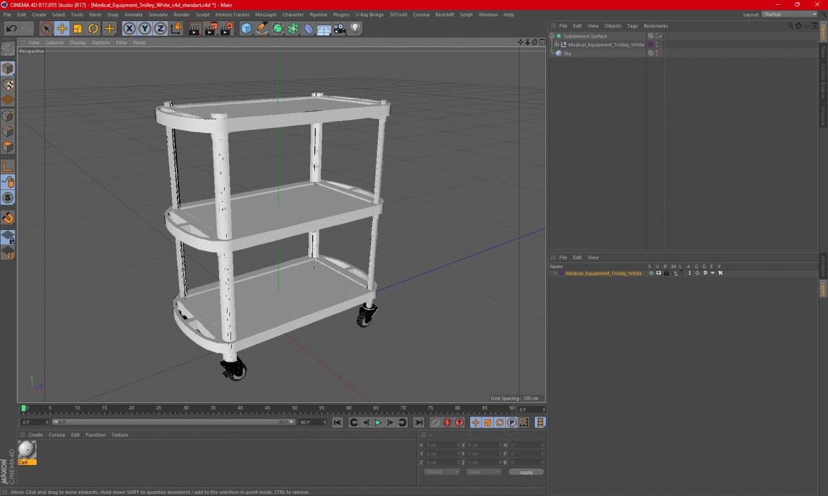 3D Medical Equipment Trolley White