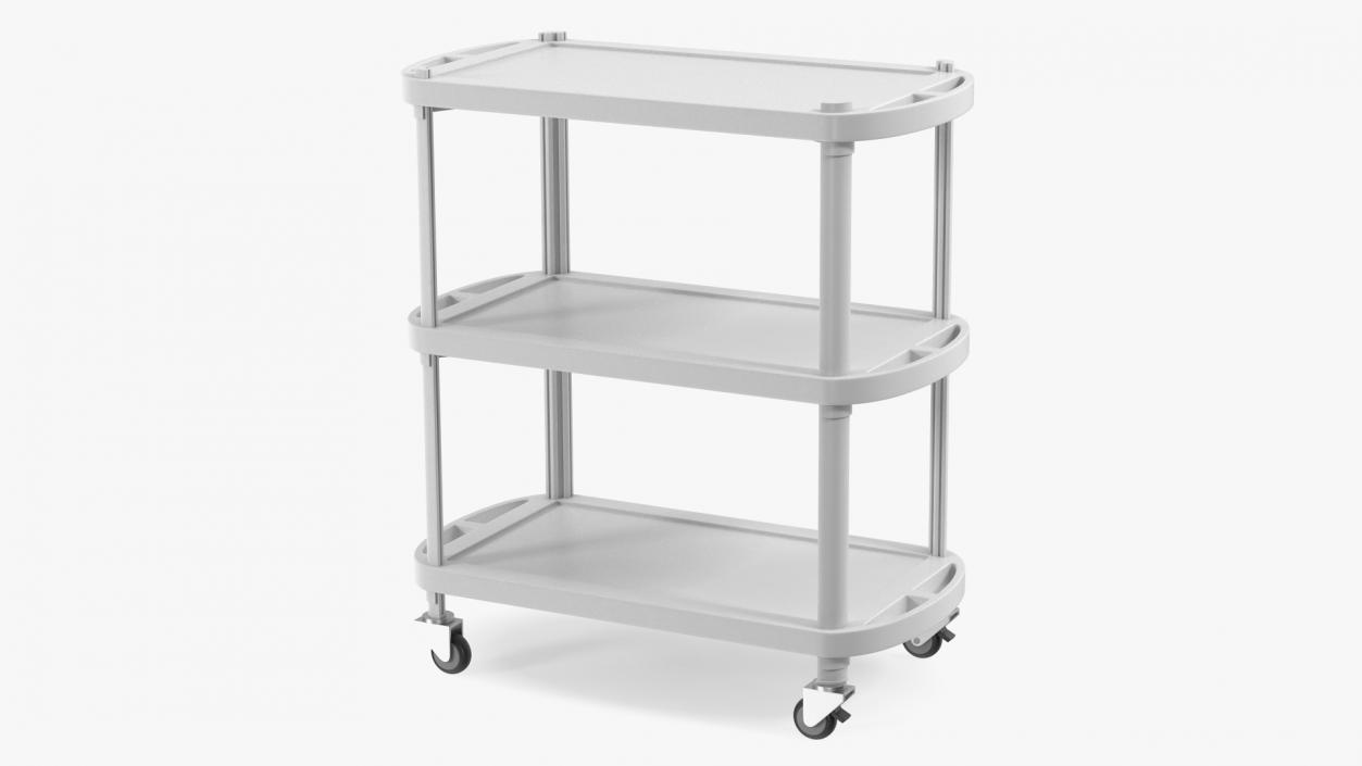 3D Medical Equipment Trolley White