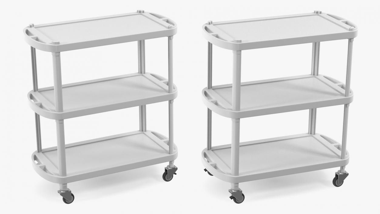 3D Medical Equipment Trolley White