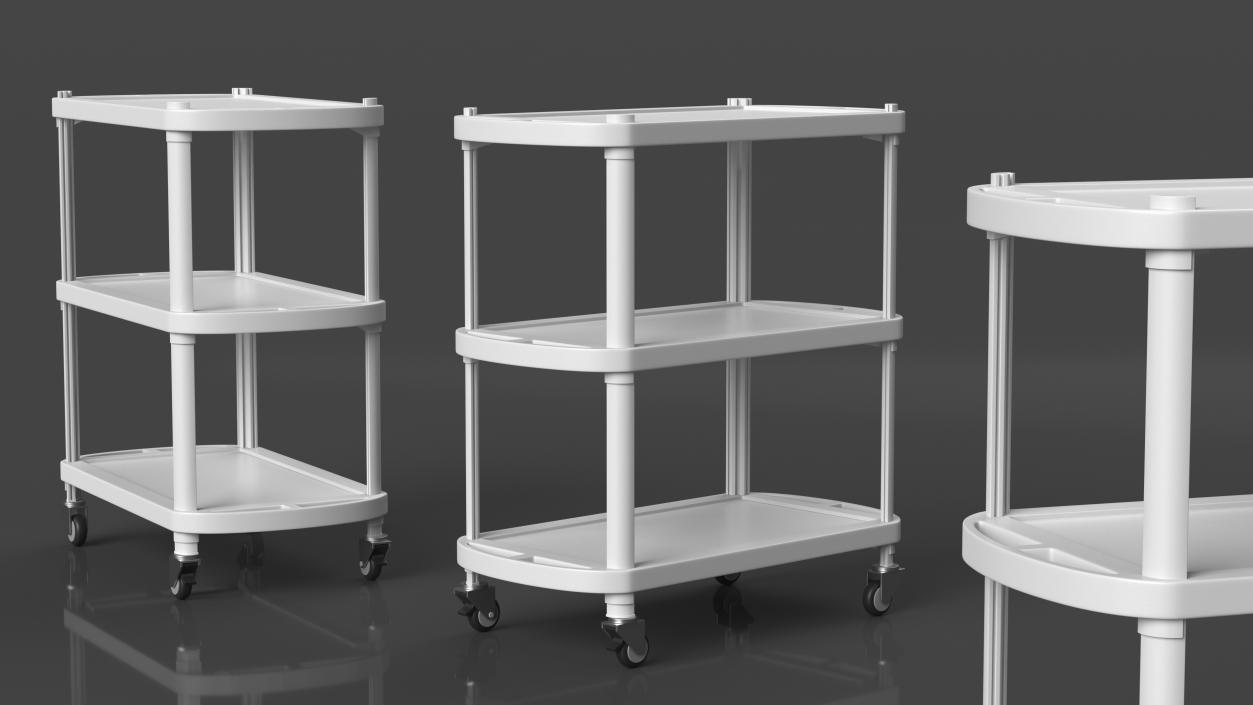 3D Medical Equipment Trolley White