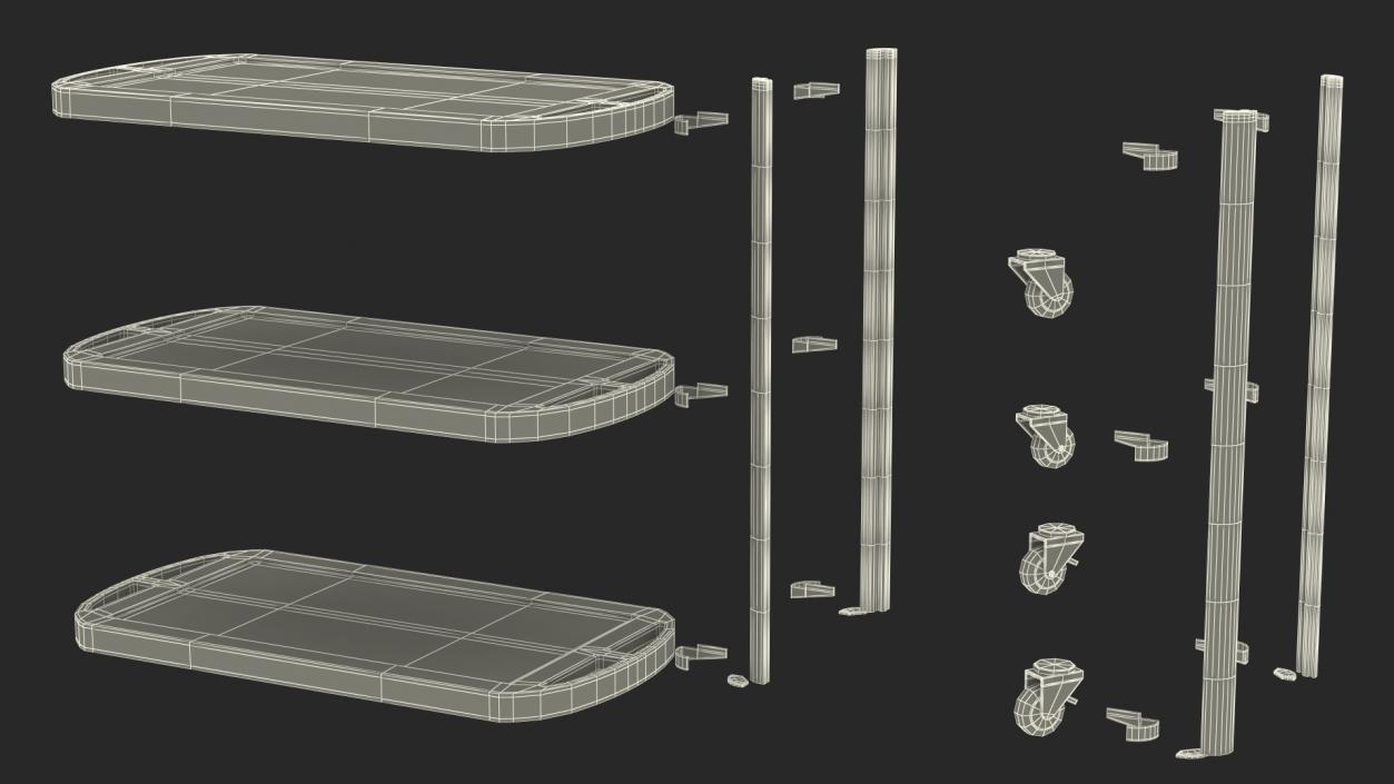 3D Medical Equipment Trolley White