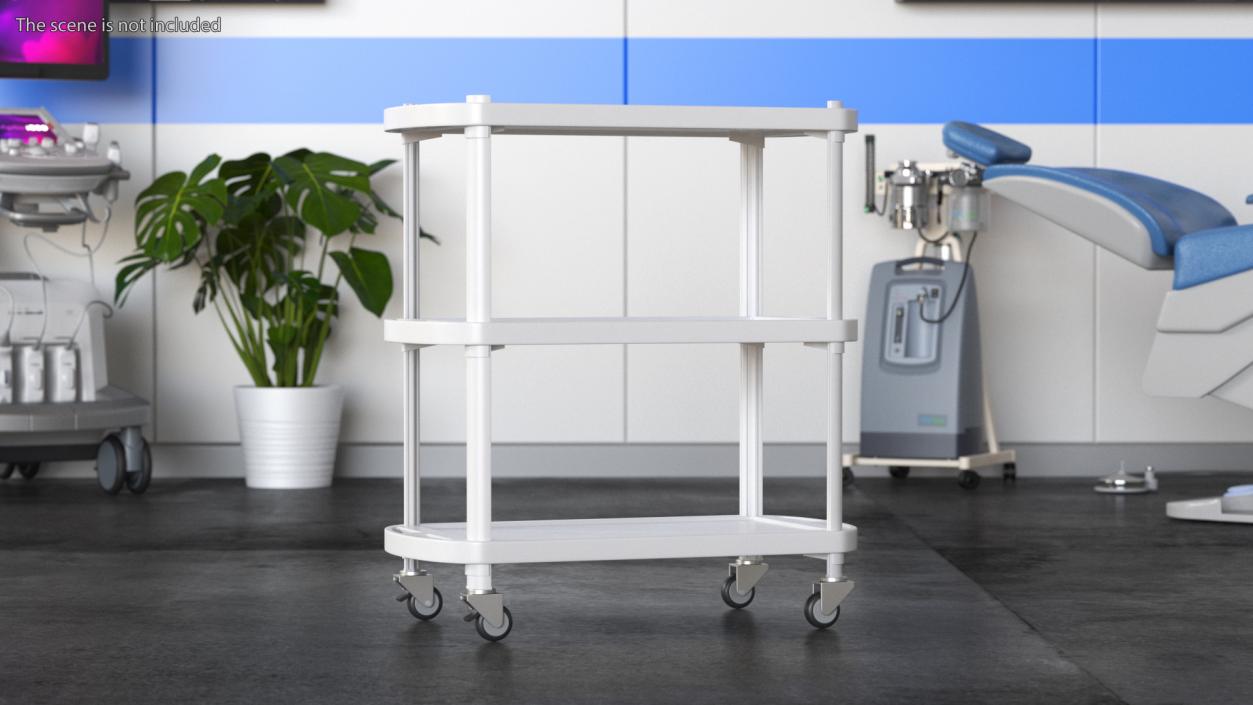 3D Medical Equipment Trolley White