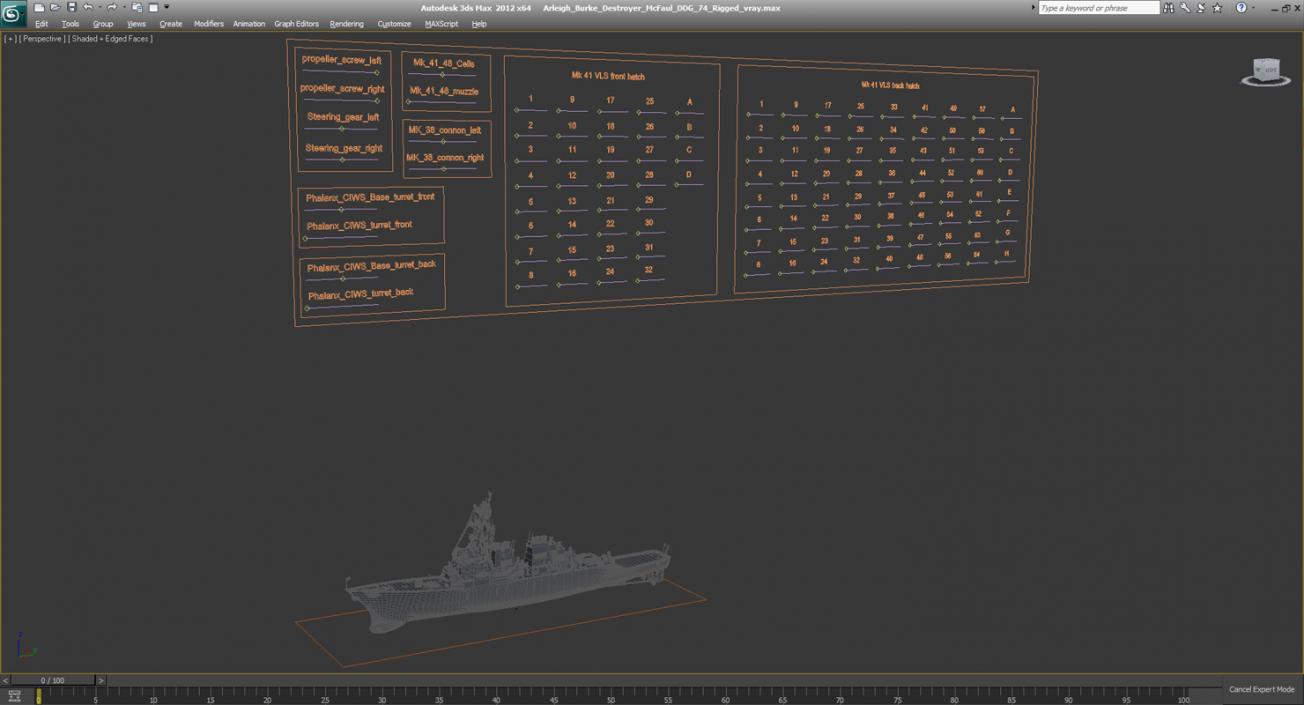 Arleigh Burke Destroyer McFaul DDG-74 Rigged 3D model