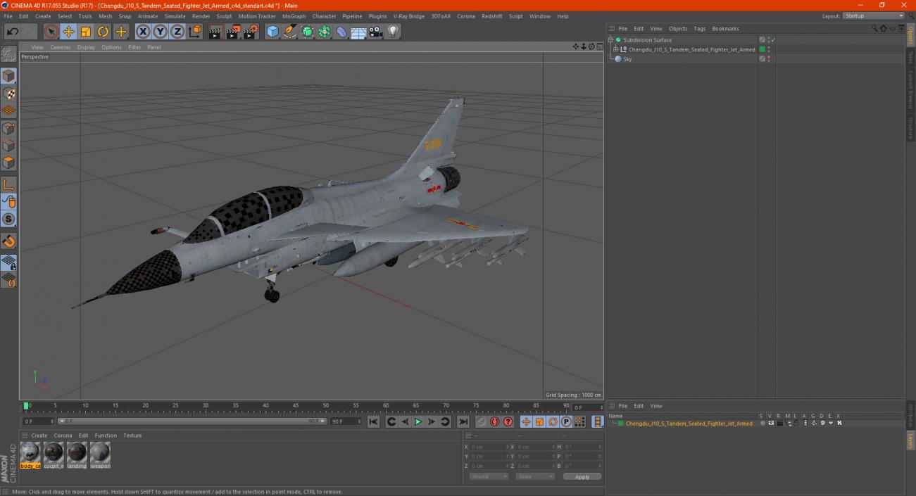 3D model Chengdu J10 S Tandem Seated Fighter Jet Armed