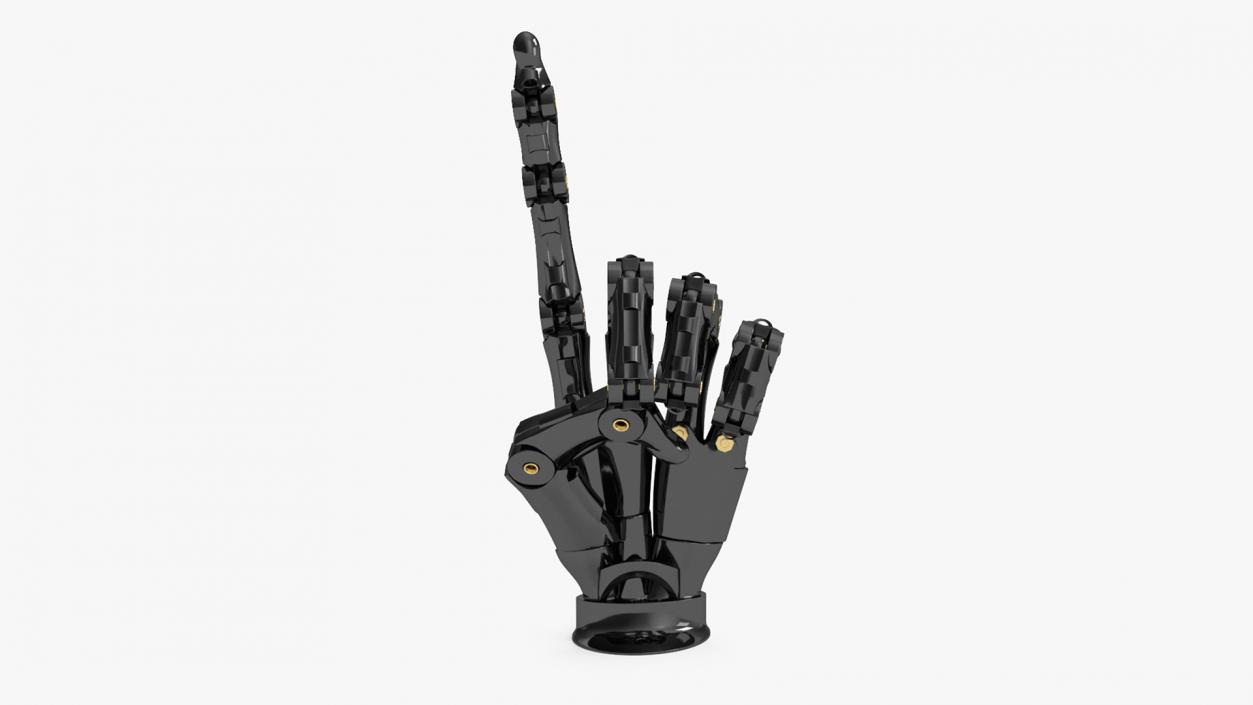 Robotic Hand Black Rigged for Cinema 4D 3D model