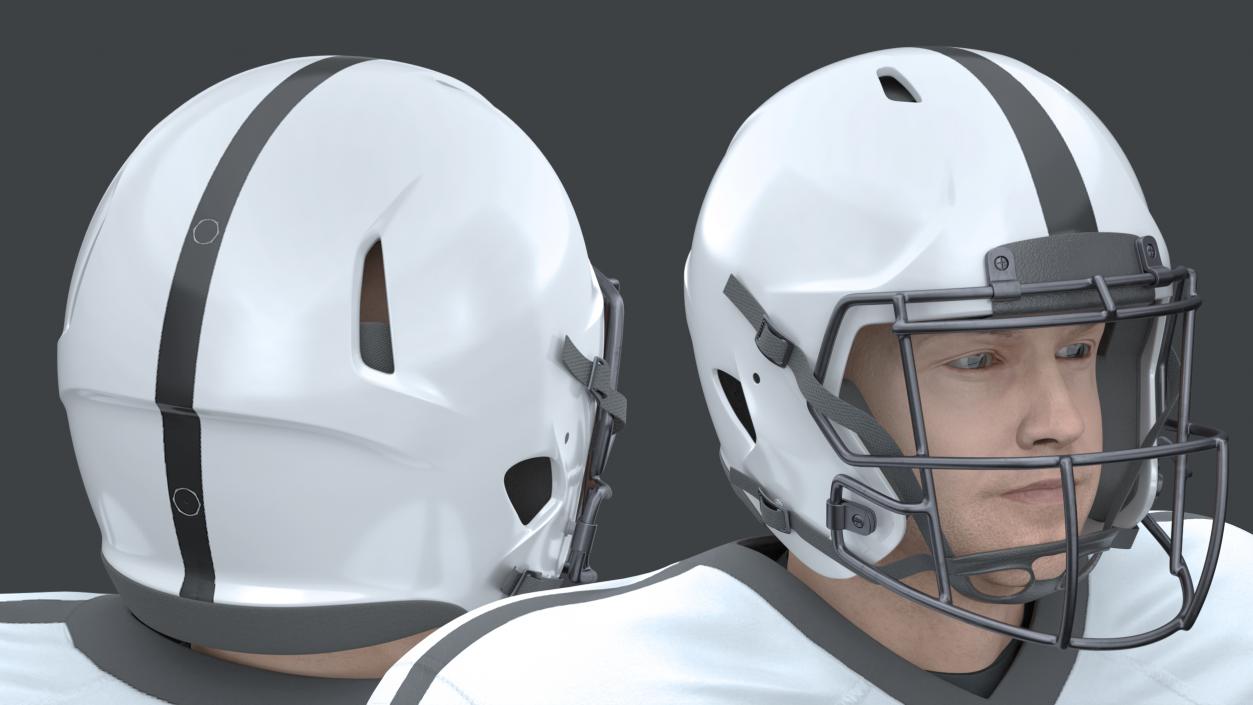 3D model Man White Uniform T-Pose American Football Players