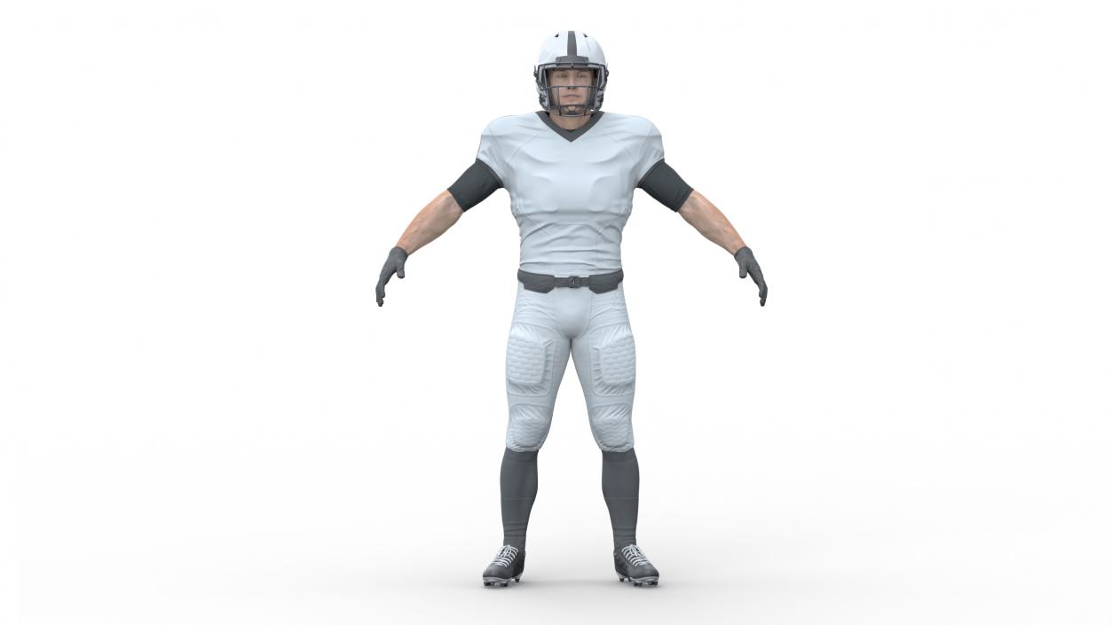 3D model Man White Uniform T-Pose American Football Players