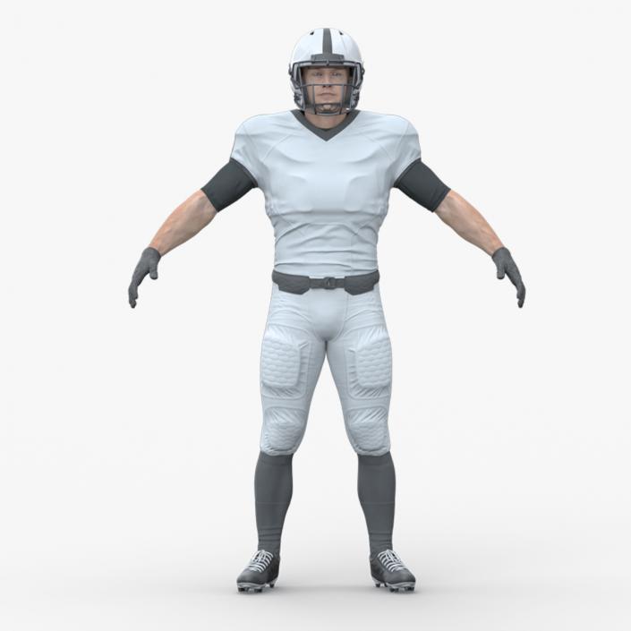 3D model Man White Uniform T-Pose American Football Players