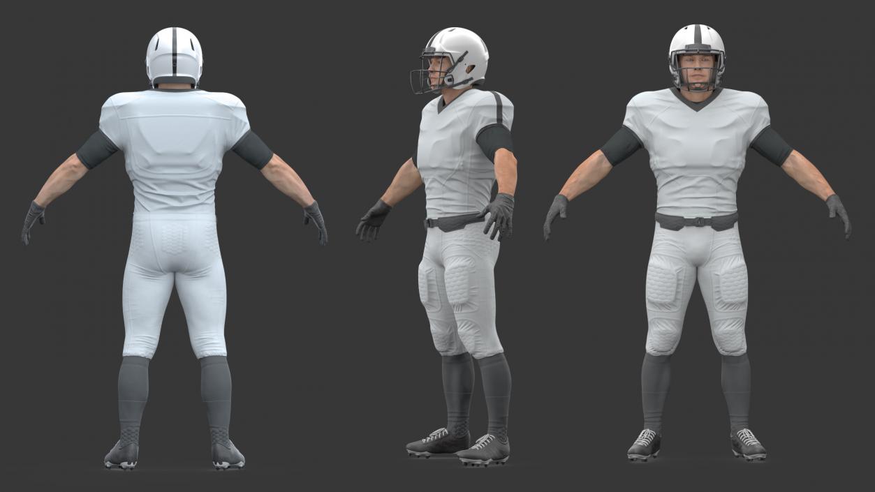 3D model Man White Uniform T-Pose American Football Players