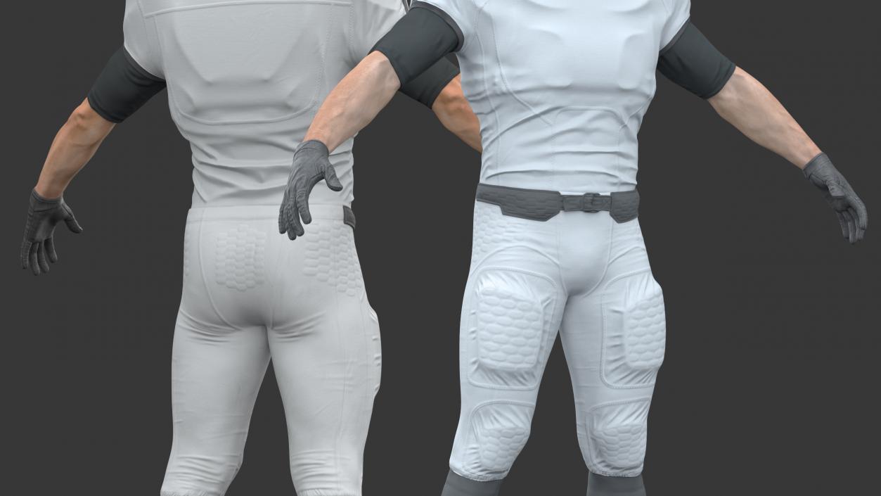 3D model Man White Uniform T-Pose American Football Players