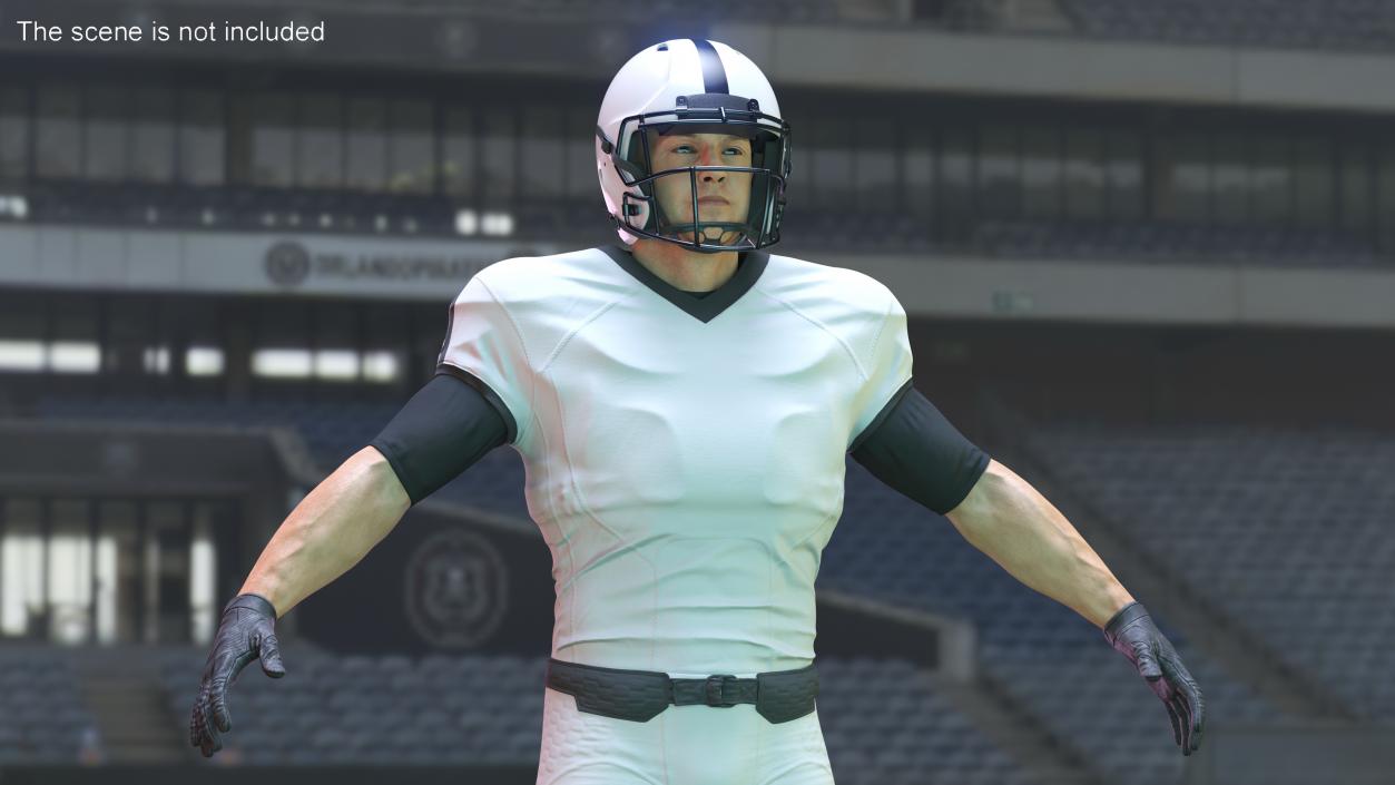 3D model Man White Uniform T-Pose American Football Players