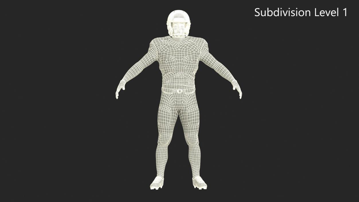 3D model Man White Uniform T-Pose American Football Players