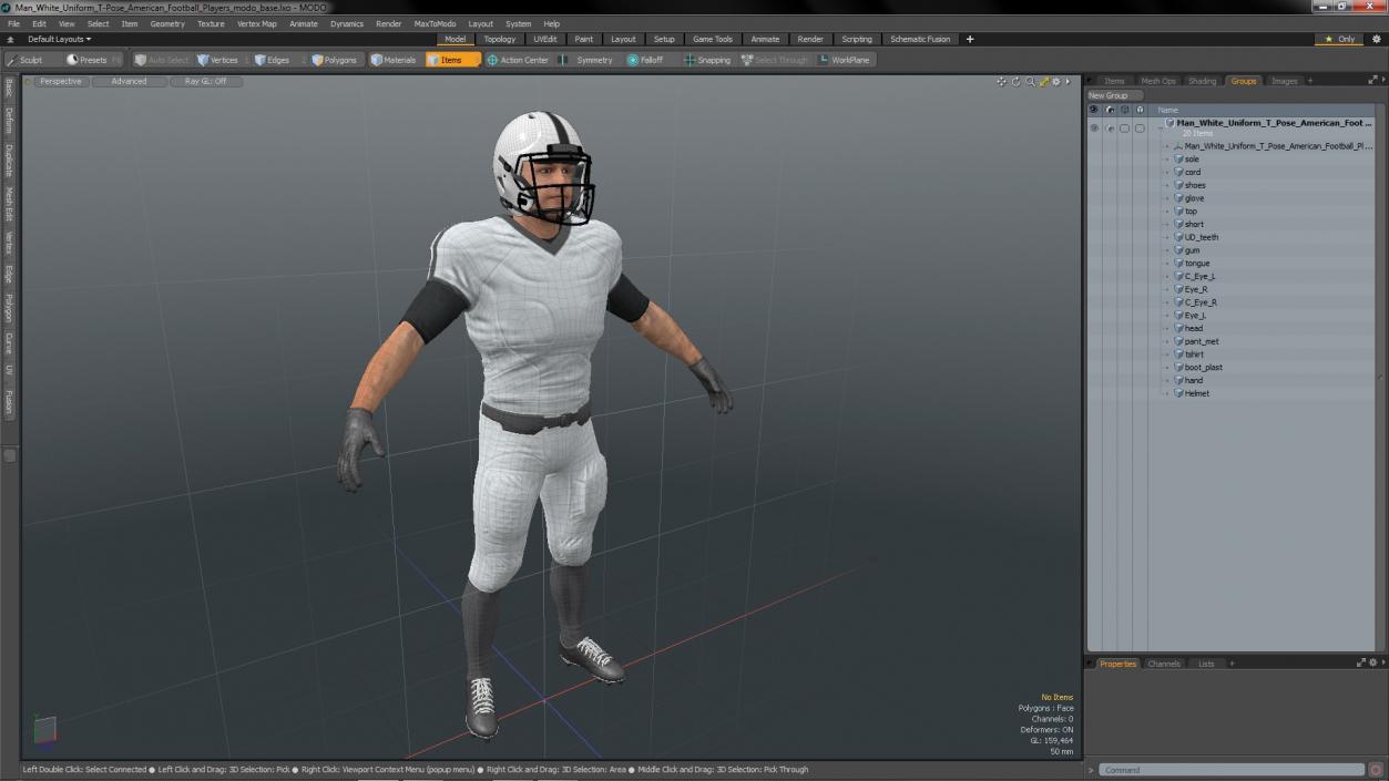 3D model Man White Uniform T-Pose American Football Players