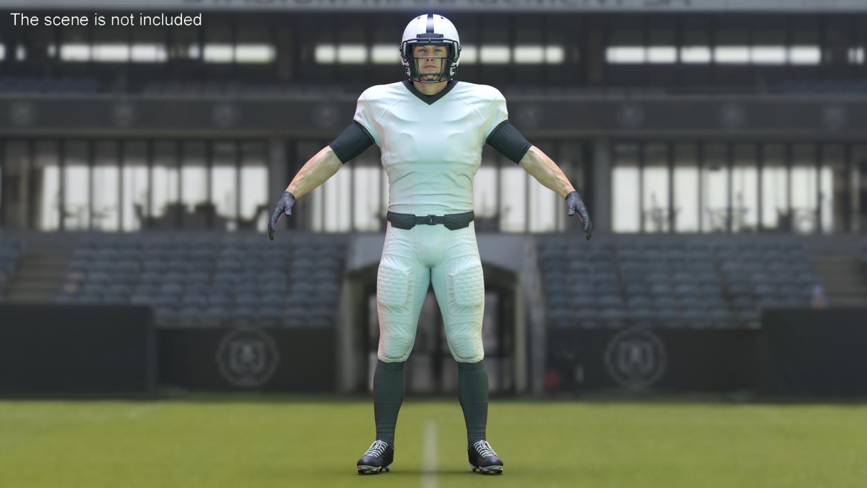 3D model Man White Uniform T-Pose American Football Players