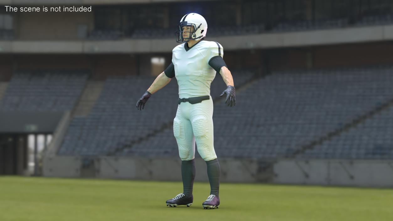 3D model Man White Uniform T-Pose American Football Players