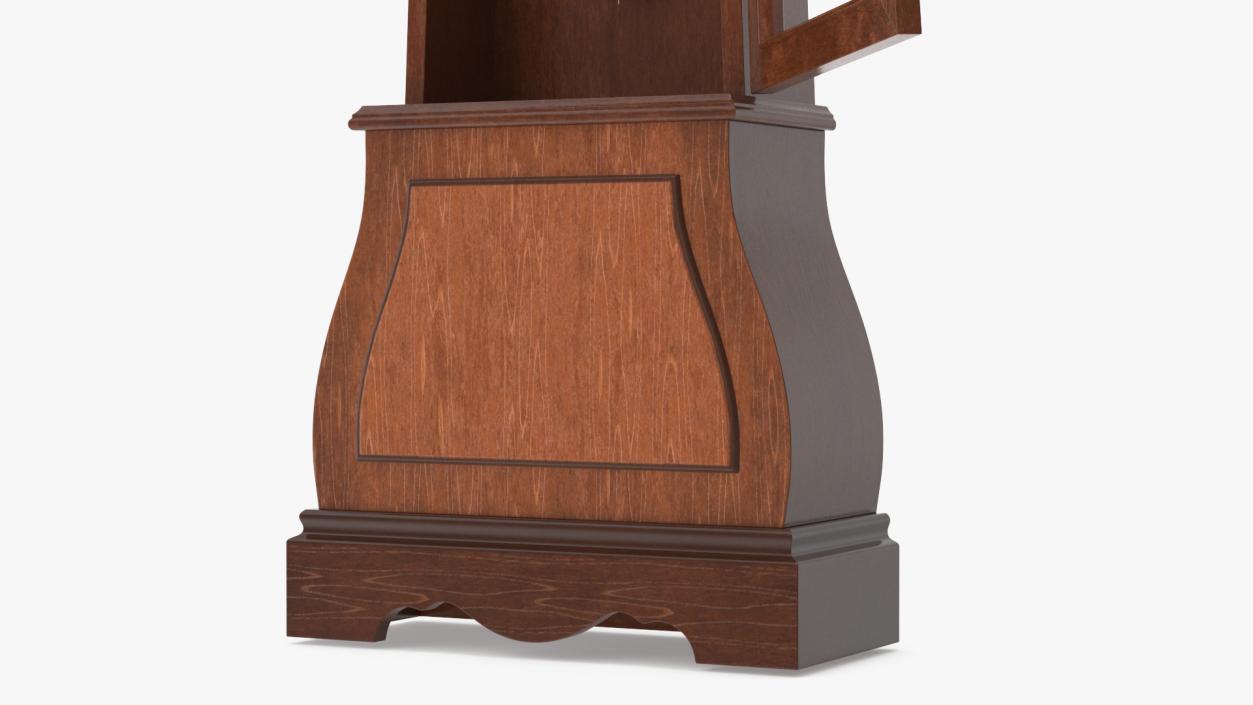 3D Grandfather Clock With Chime Dark Wood Open model