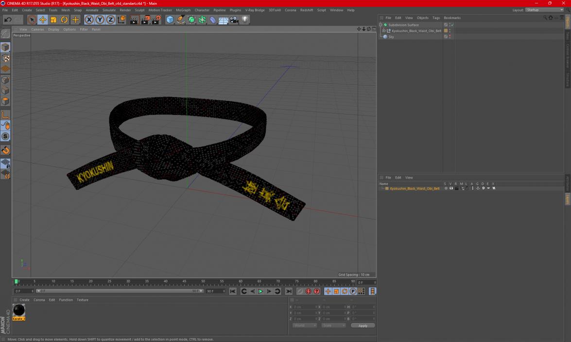 3D model Kyokushin Black Waist Obi Belt