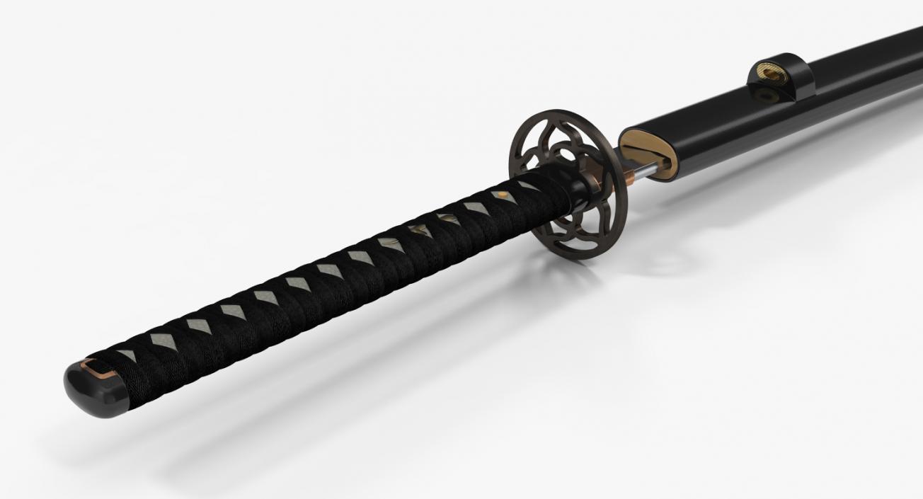 3D model Double Katana Stand with Drawer Set