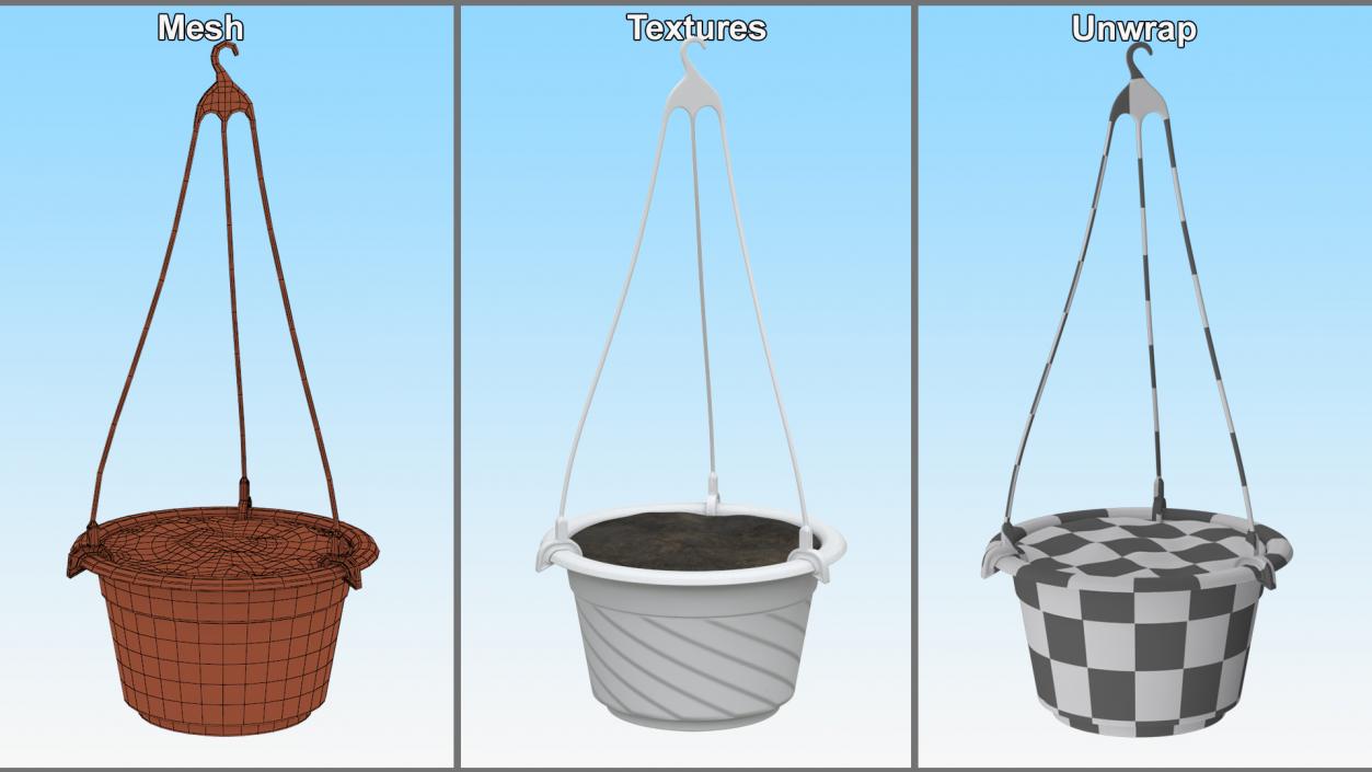 Hanging Plant Pot with Substrate 3D