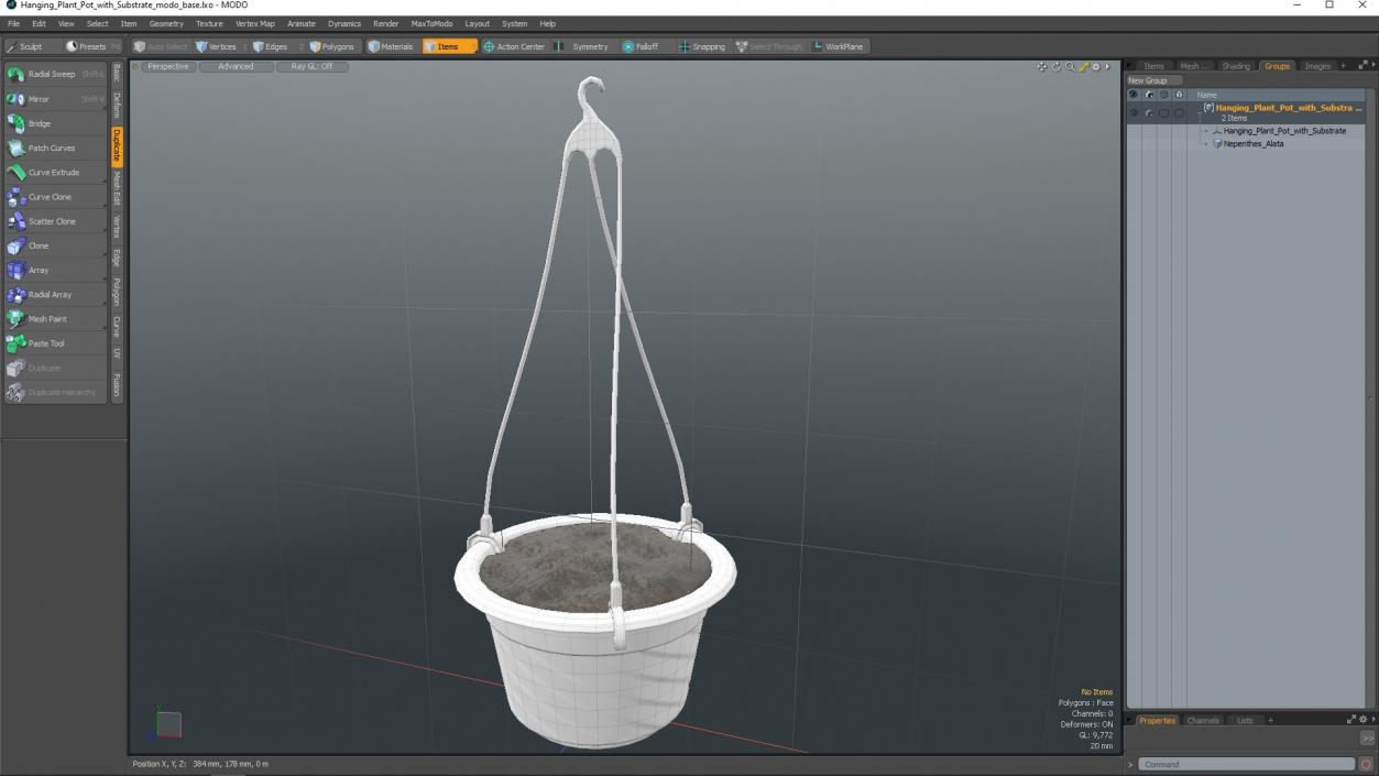 Hanging Plant Pot with Substrate 3D