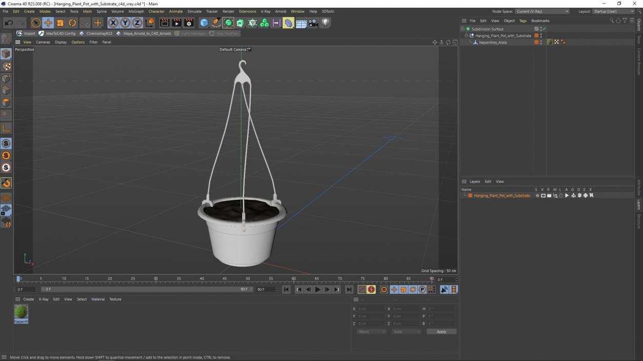 Hanging Plant Pot with Substrate 3D