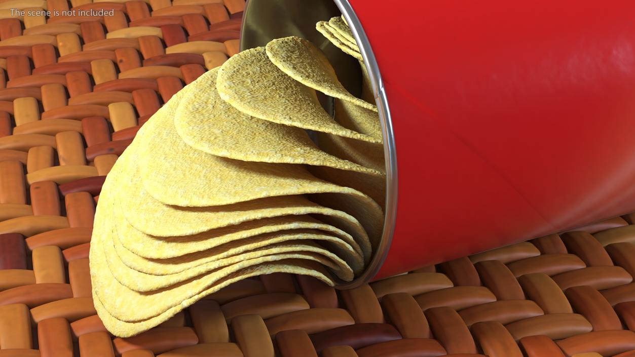 3D model Opened Tube of Pringles Original Potato Chips