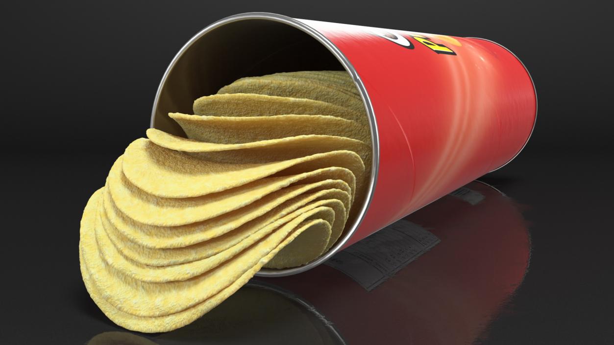 3D model Opened Tube of Pringles Original Potato Chips