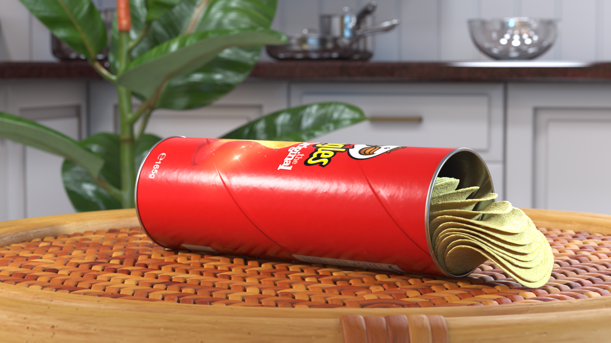 3D model Opened Tube of Pringles Original Potato Chips