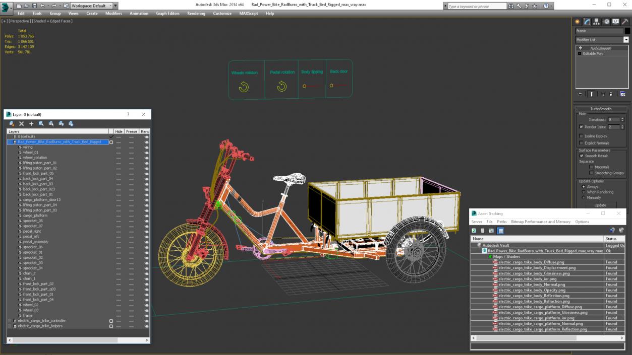 3D model Rad Power Bike RadBurro with Truck Bed Rigged