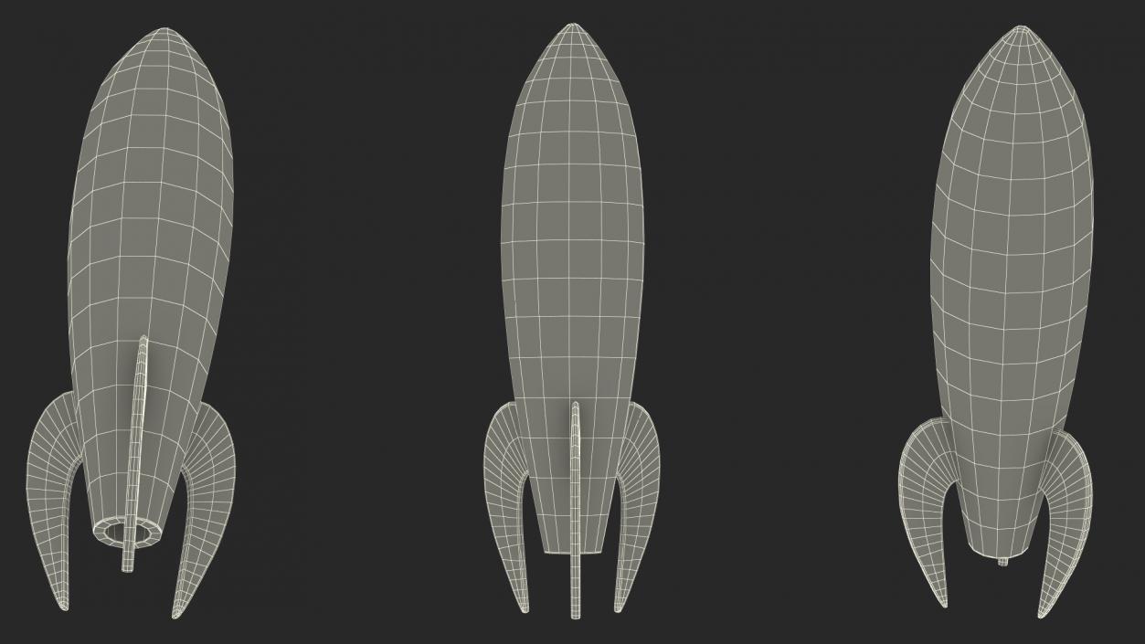 Retro Space Rocket Red 3D