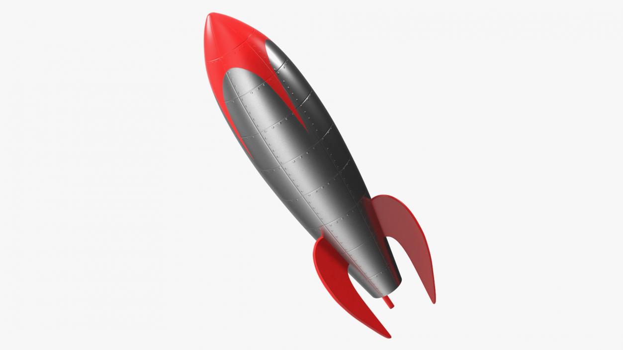 Retro Space Rocket Red 3D