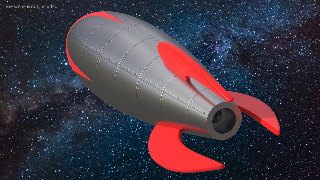 Retro Space Rocket Red 3D