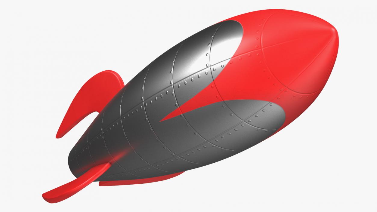 Retro Space Rocket Red 3D