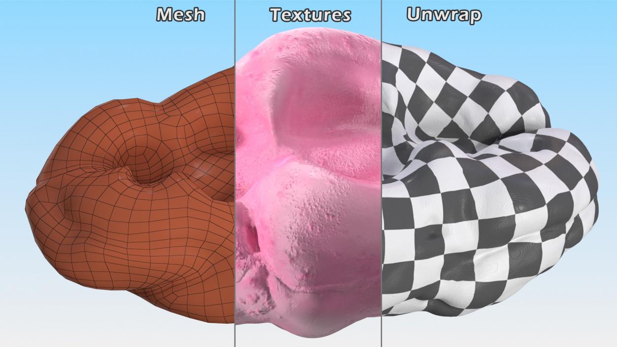 Pink Chewed Bubble Gum with Teeth Marks 3D model