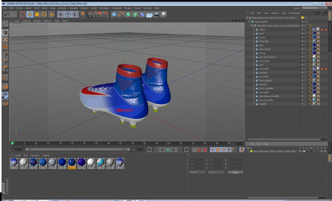 3D model Nike Mercurial Veloce Soccer Cleats Blue