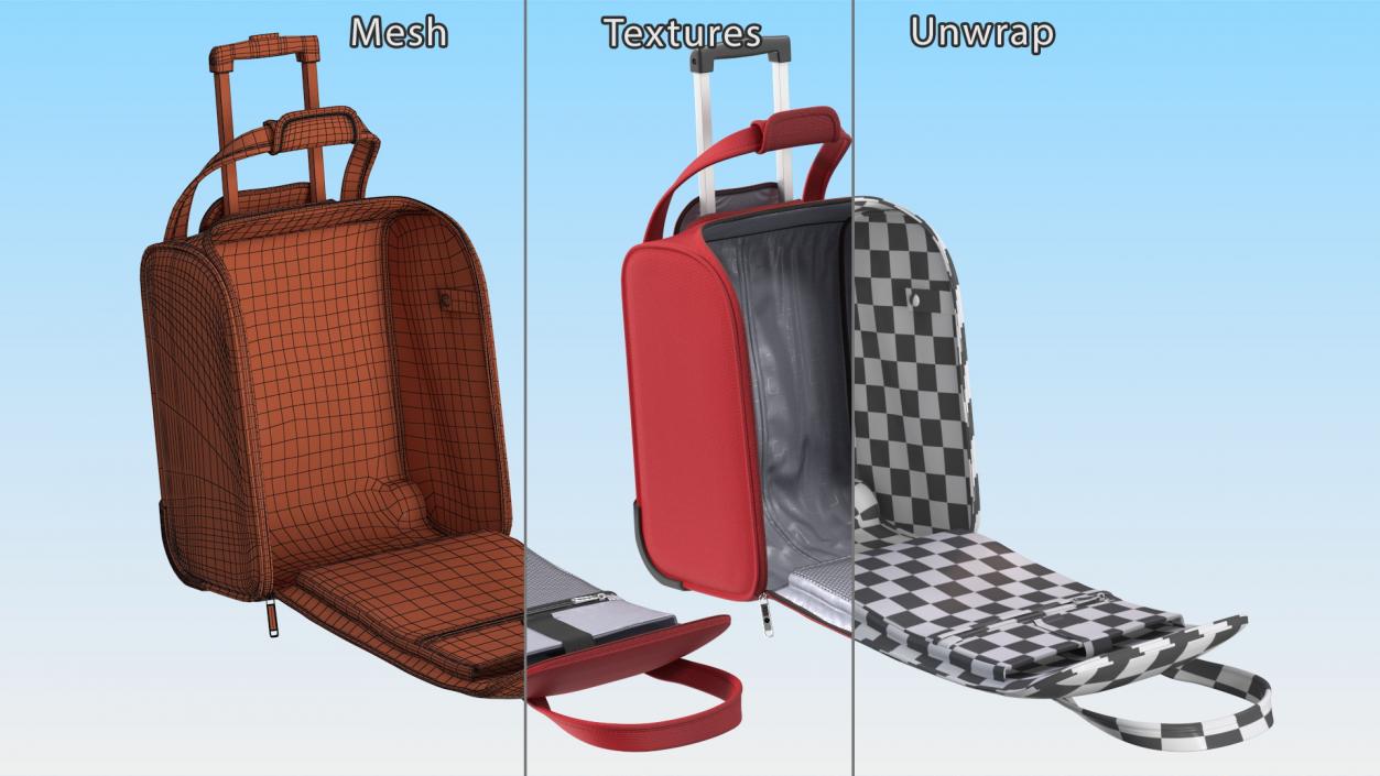 3D Red Open Softshell Luggage