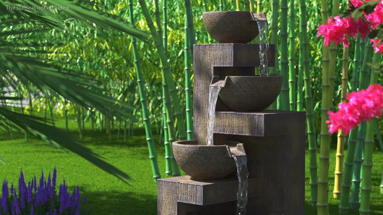 3D Garden Fountain Three Tier