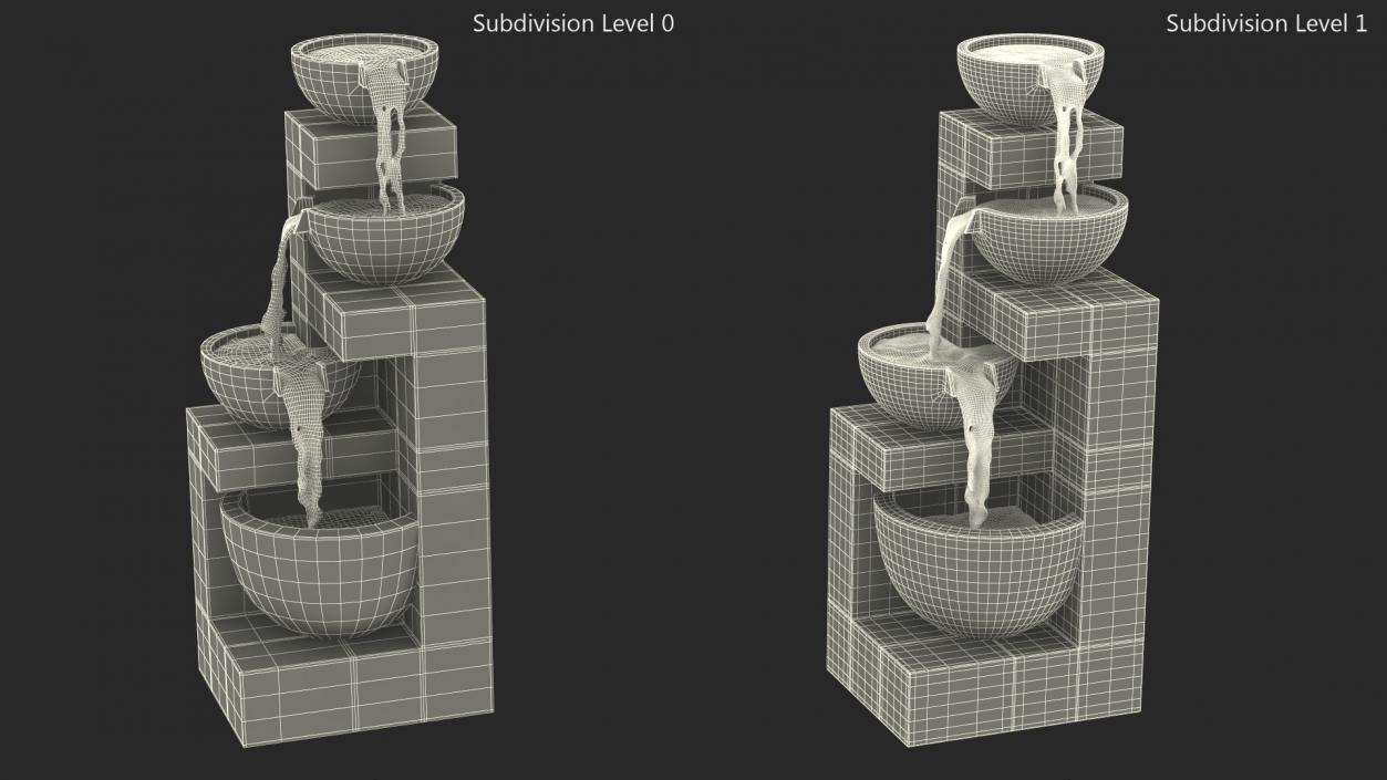 3D Garden Fountain Three Tier