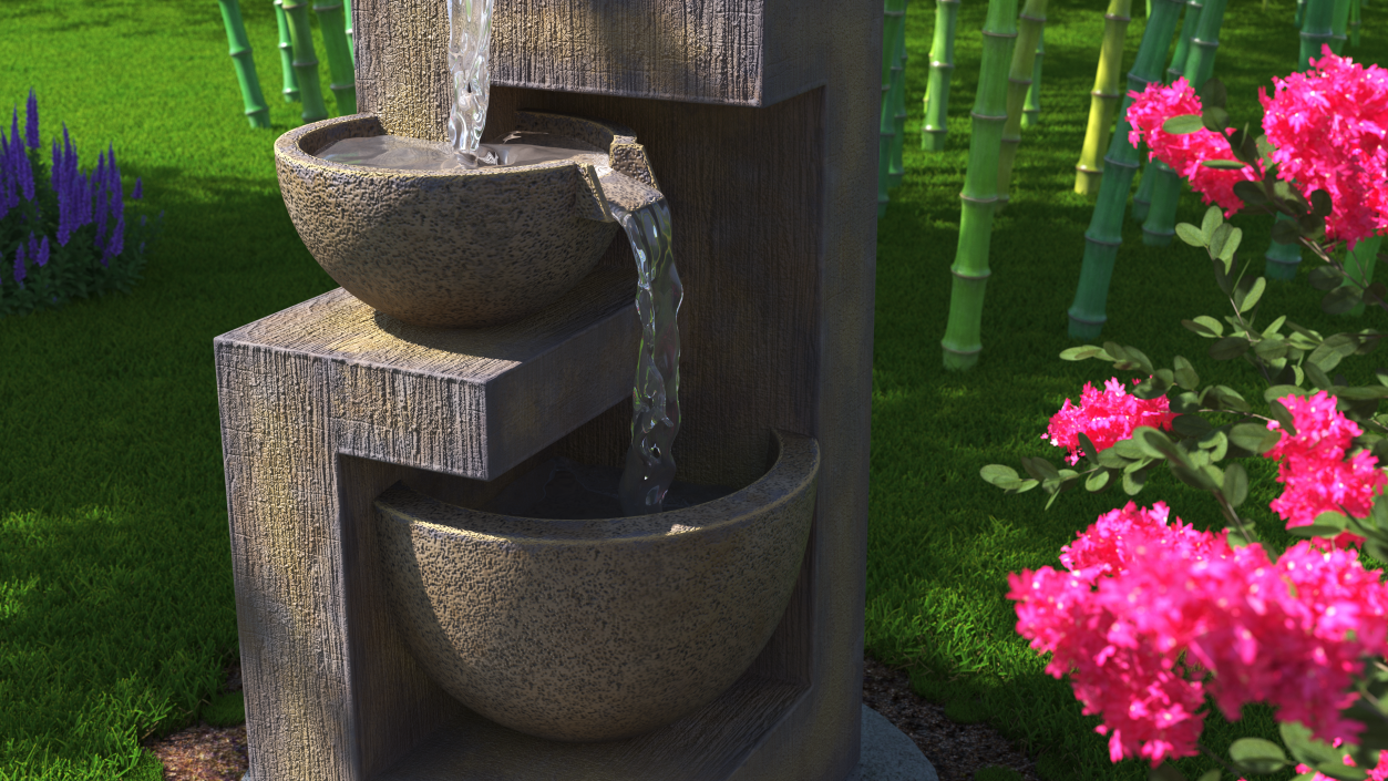 3D Garden Fountain Three Tier