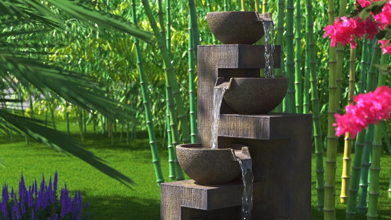 3D Garden Fountain Three Tier