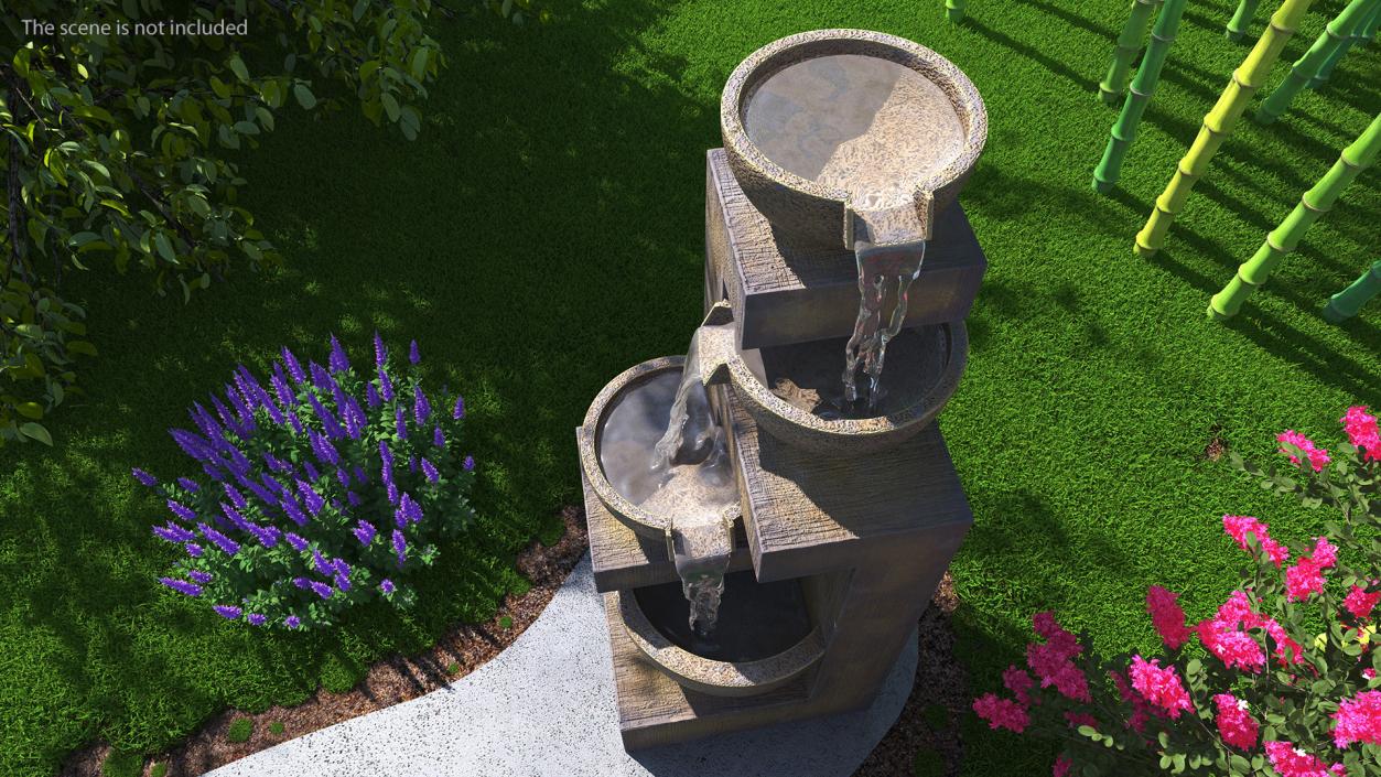 3D Garden Fountain Three Tier