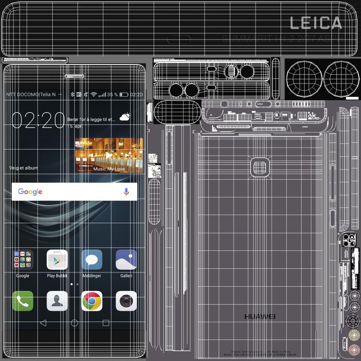 3D Huawei P9 Set model