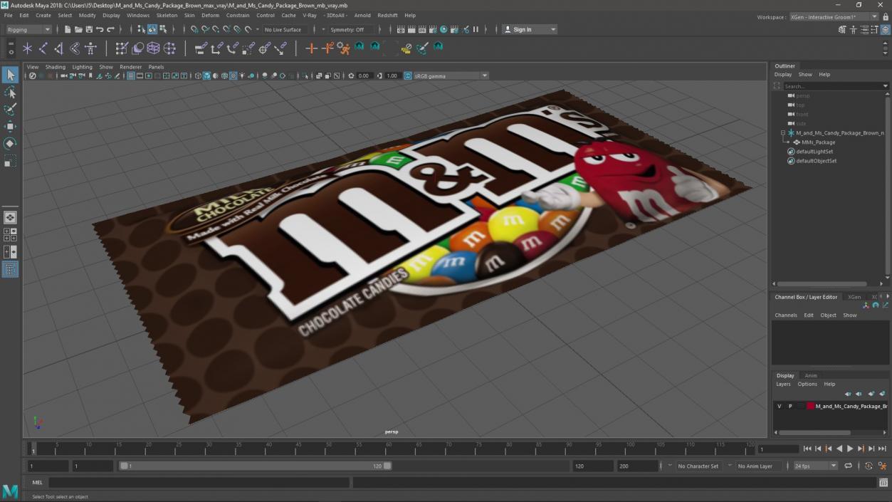 3D M and Ms Candy Package Brown model