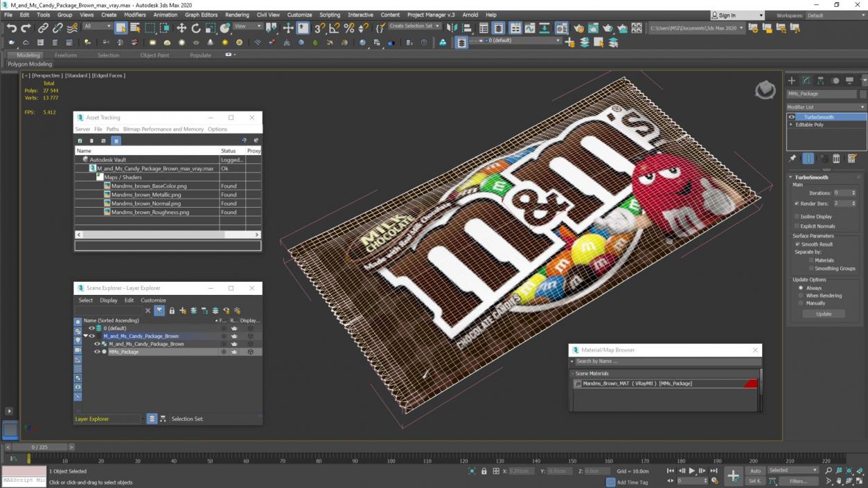 3D M and Ms Candy Package Brown model