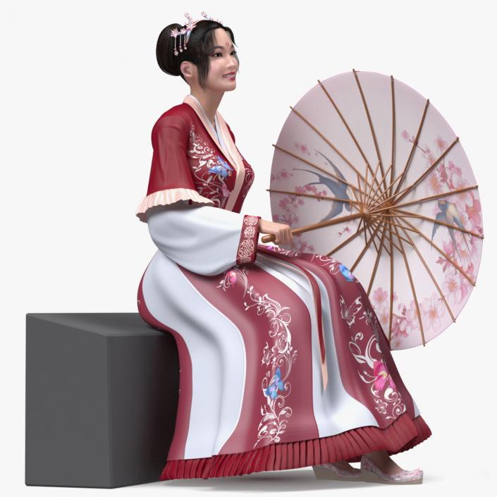 3D Traditional Chinese Woman Rigged for Maya