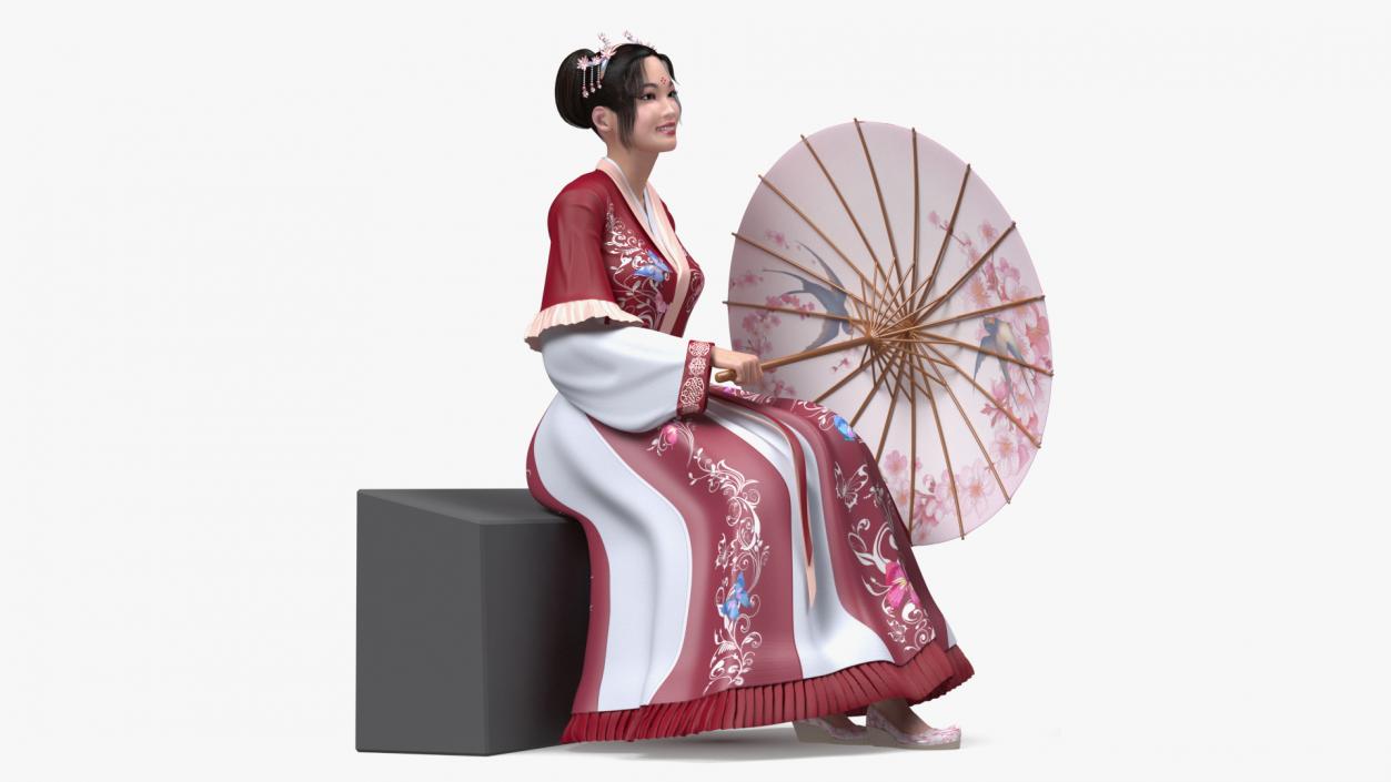 3D Traditional Chinese Woman Rigged for Maya