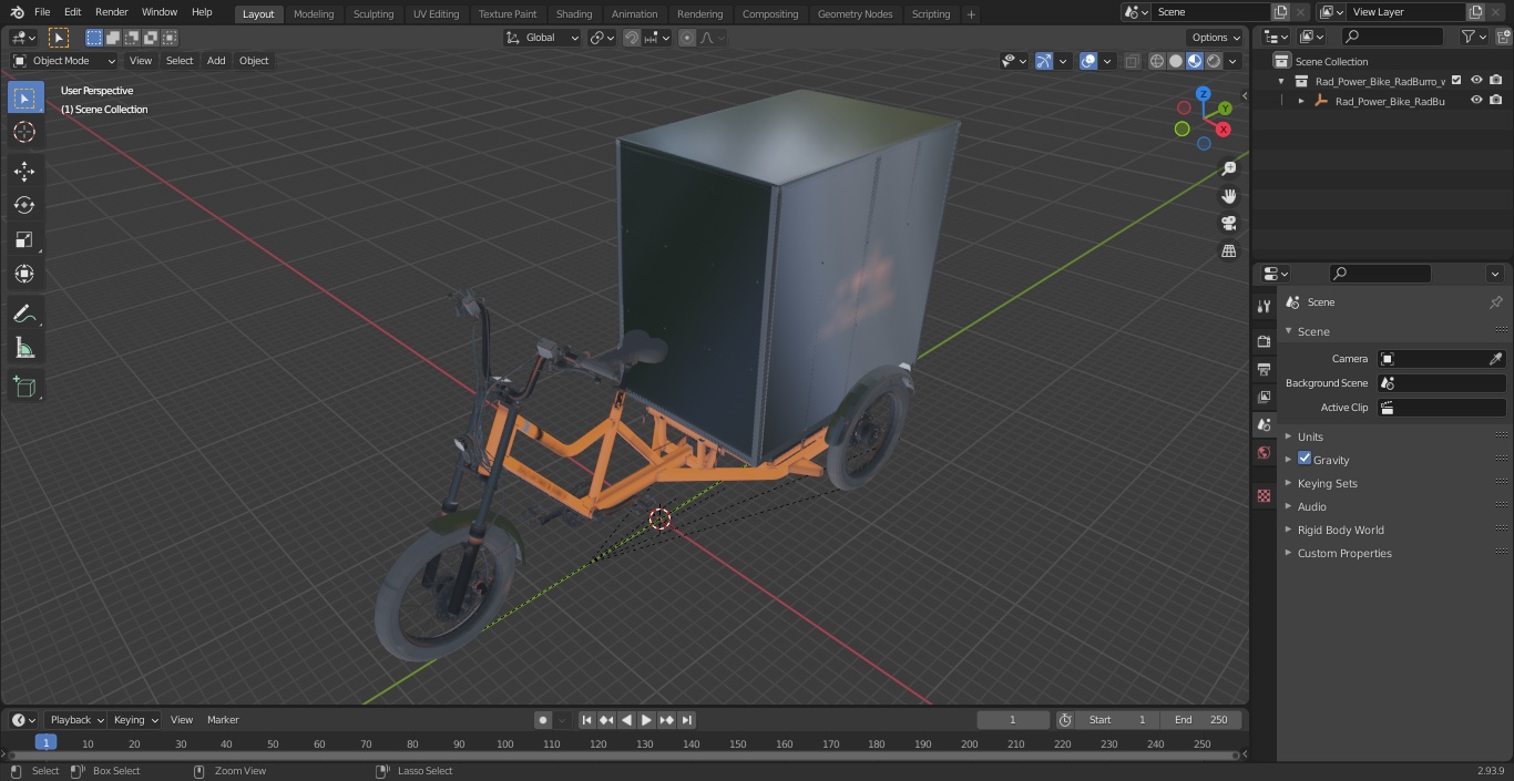 3D Rad Power Bike RadBurro with Cargo Box model